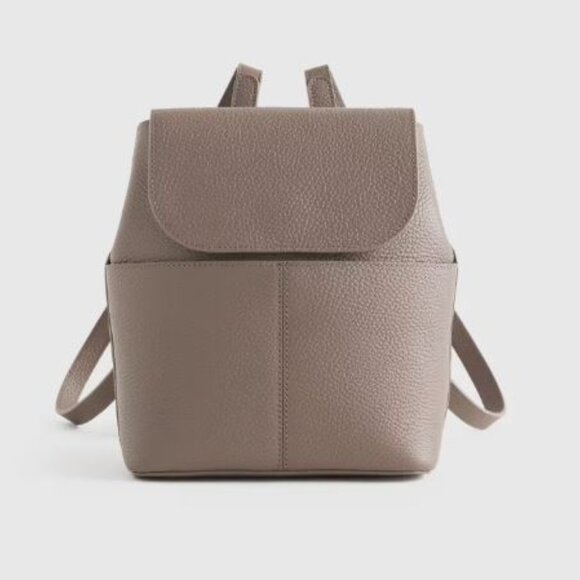 Used Quince Italian Leather Small Backpack Color Mink, Taupe Leather Backpack - Picture 12 of 15